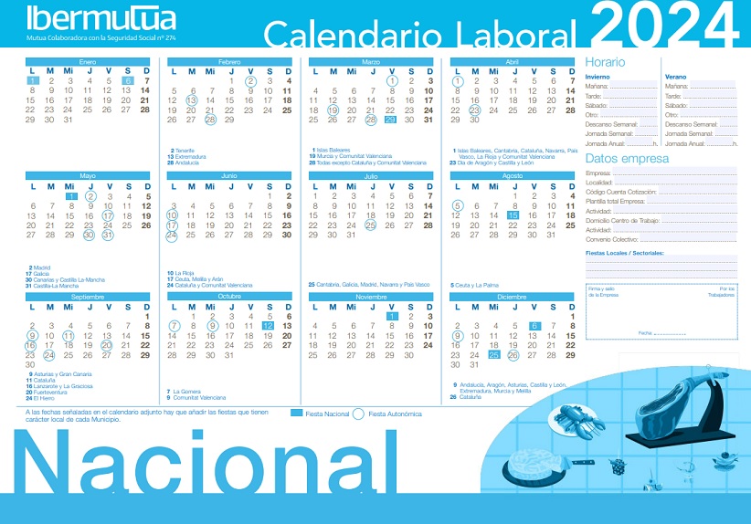 Calendario Laboral de Ibermutua para 2024